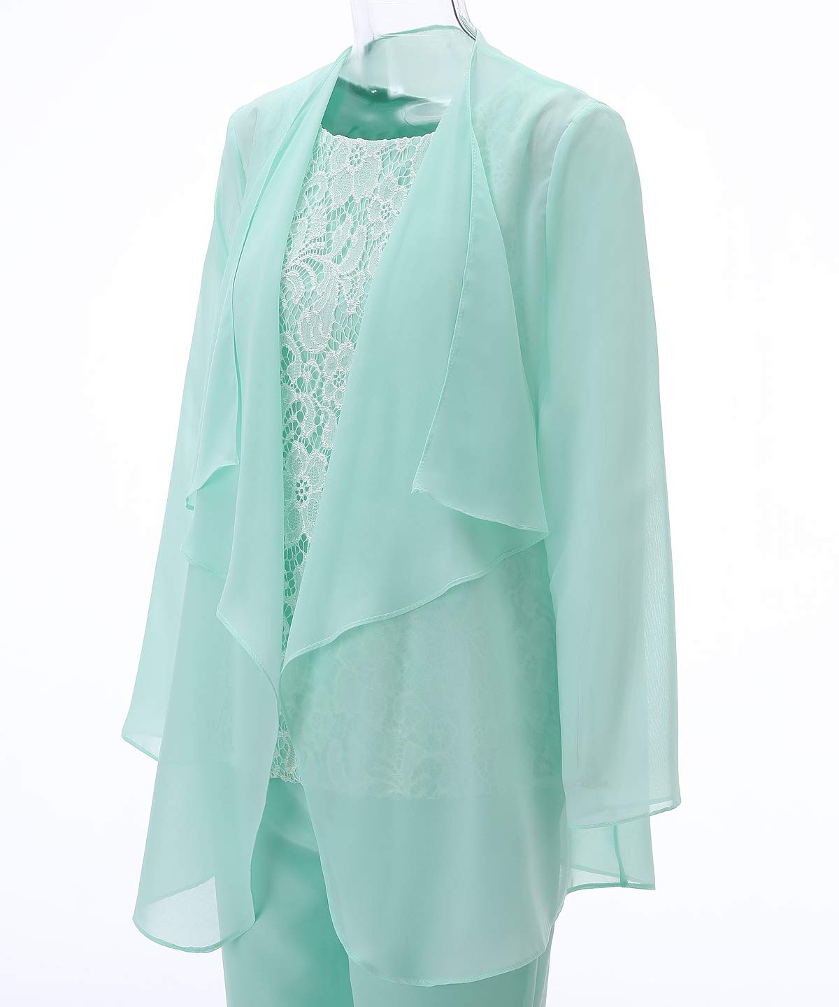Elegant Mother of The Bride Pantsuit Set - Women's Lace Top & Chiffon Puffy Dress Outfit for Weddings, Parties & Special Occasions