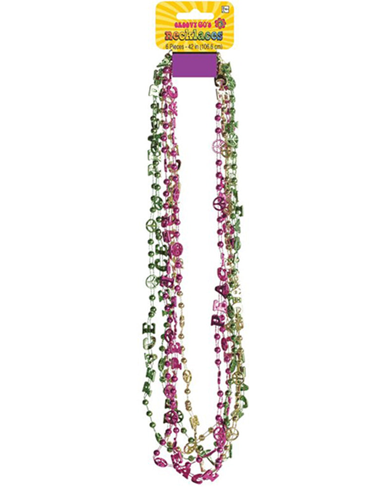 60s Peace Sign Beaded Necklaces - Vintage Hippie Style Jewelry for Women & Men - Perfect for Music Festivals, Boho Outfits & 60s Theme Parties