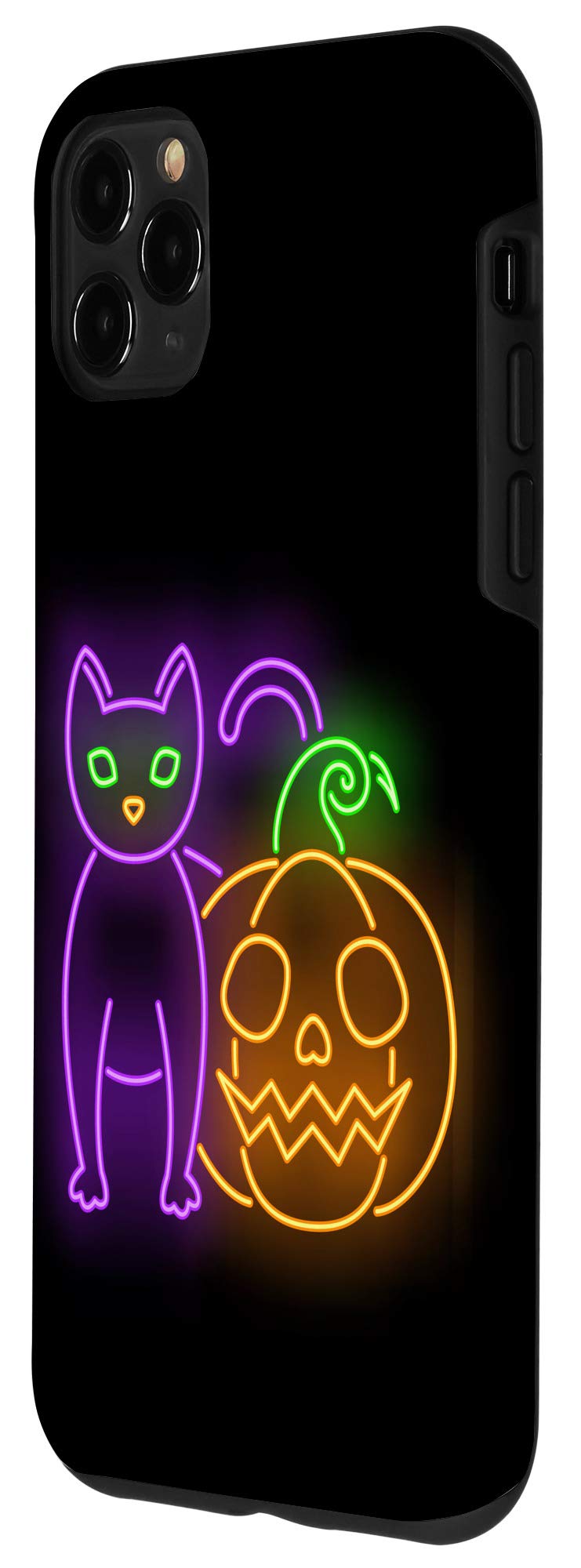 iPhone 11 Pro Max Case - Halloween Spooky Black Cat & Jack O'Lantern Pumpkin Design | Shockproof Protective Cover for Halloween Parties, Trick or Treating & Fall Festivals