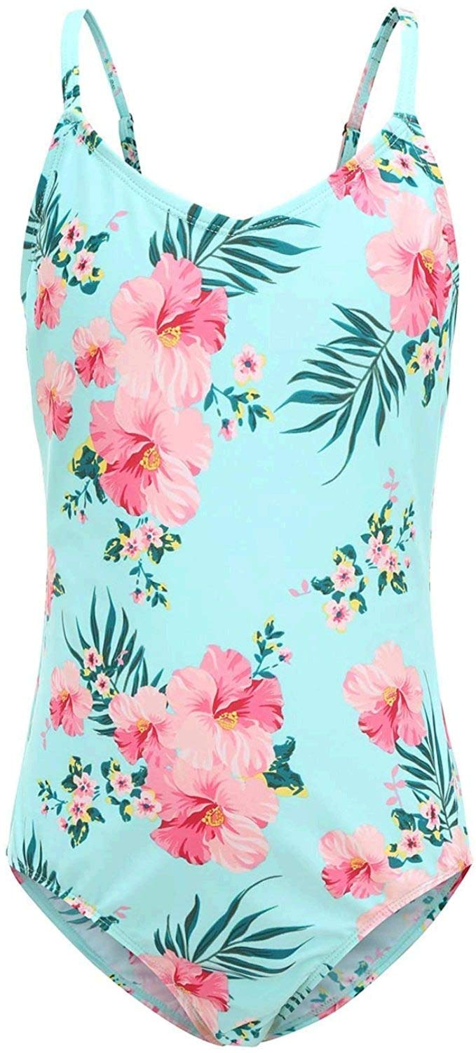Girls' Striped Rainbow One Piece Swimsuits | Cute Bathing Suit for Kids | Perfect for Beach, Pool & Summer Vacations