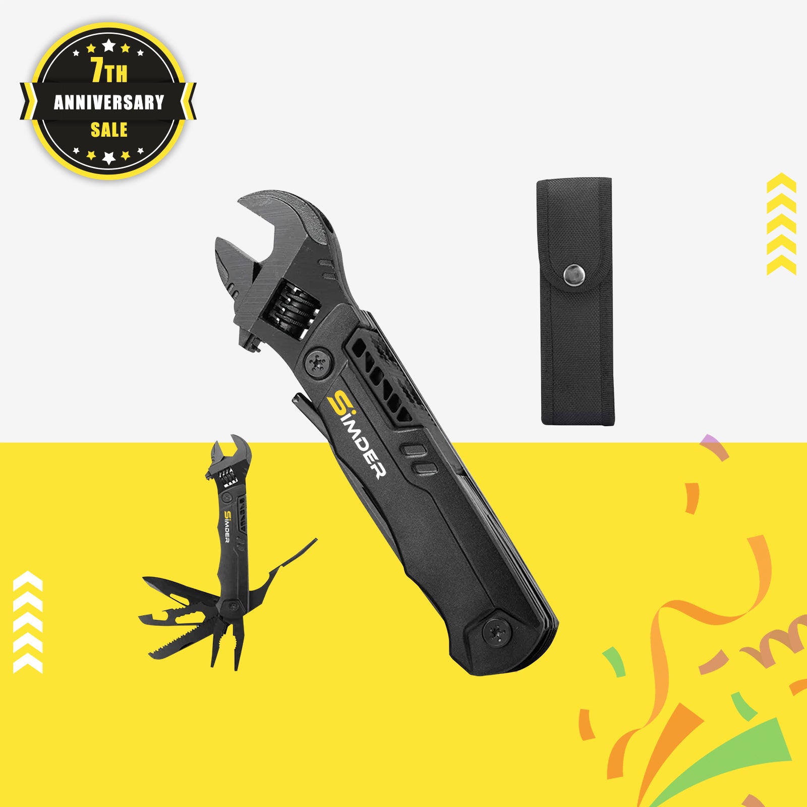 SSIMDER M2 19-in-1 Multitool Wrench Pliers - Compact Stainless Steel Multi-Purpose Tool for Camping, Hiking, Survival & Emergency Repairs
