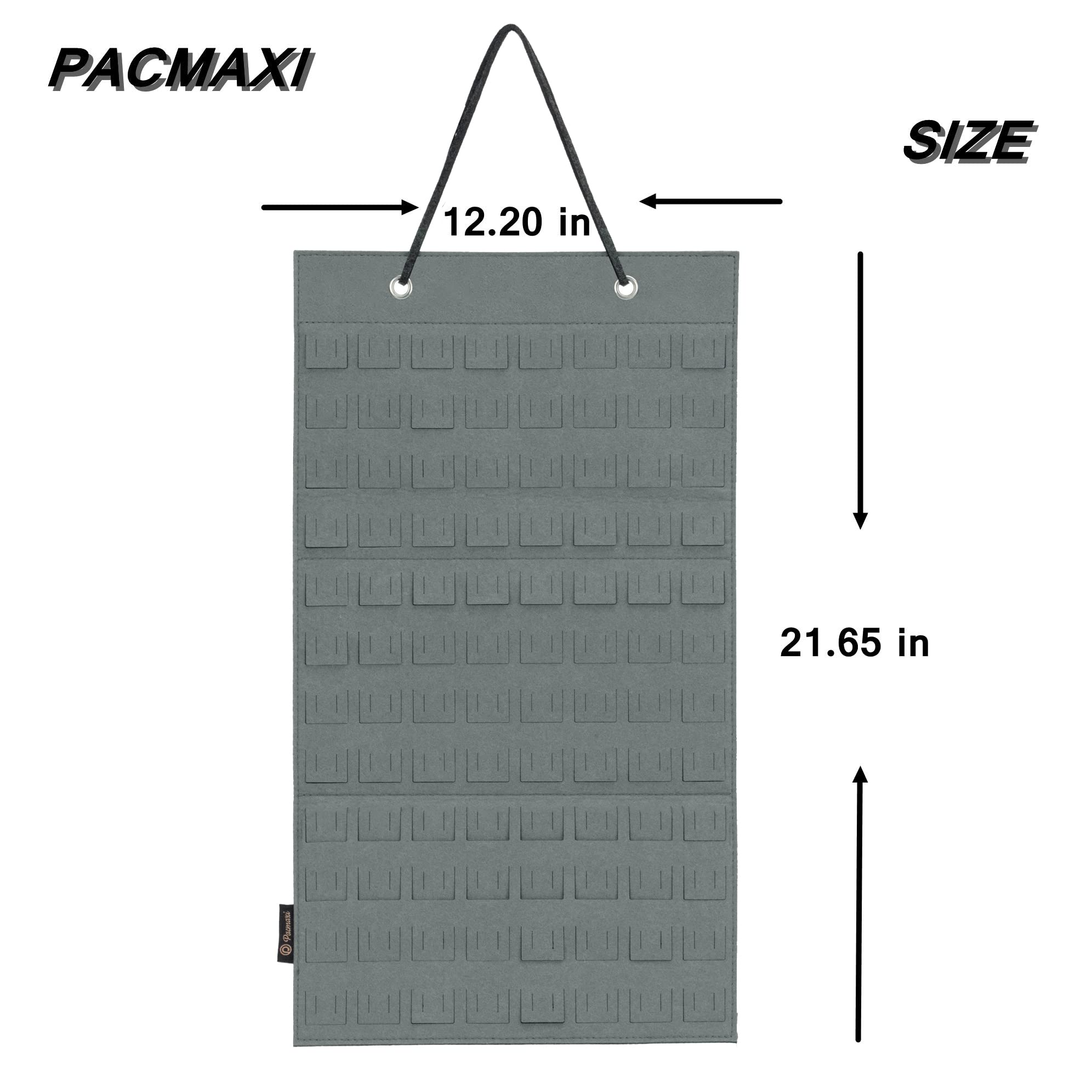 PACMAXI Hanging Brooch Pin Organizer - 96 Slot Jewelry Storage Case for Brooches, Pins & Badges | Compact Display Holder for Collectors & Organizers | Perfect for Home, Office & Travel (Grey)