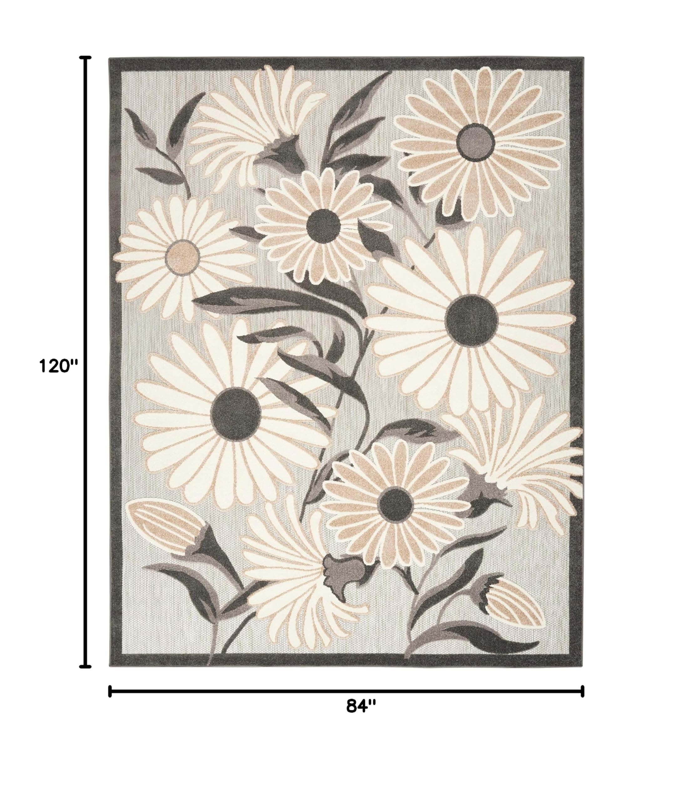Nourison Aloha Indoor-Outdoor Beige 7' x 10' Area Rug - Easy to Clean, Non-Shedding, Stain Resistant for Bedroom, Living Room, Dining Room & Kitchen | Perfect for Patio, Deck, and High-Traffic Areas (7x10)