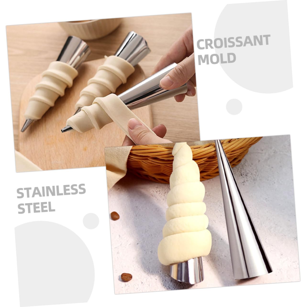 Premium Stainless Steel Croissant Cone & Cream Horn Molds Set - 10pcs Professional Pastry Baking Tools for French Desserts, Cannoli, Ice Cream Cones - Perfect for Home Bakers & Commercial Kitchens