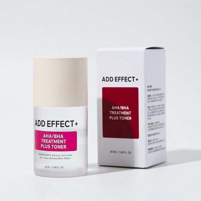 ADD EFFECT+ AHA BHA Exfoliating Toner 50ml - Gentle Chemical Peel for Acne, Blackheads & Pores - Korean Skincare for Oily & Combination Skin - Daily Face Treatment for Clear, Smooth Complexion