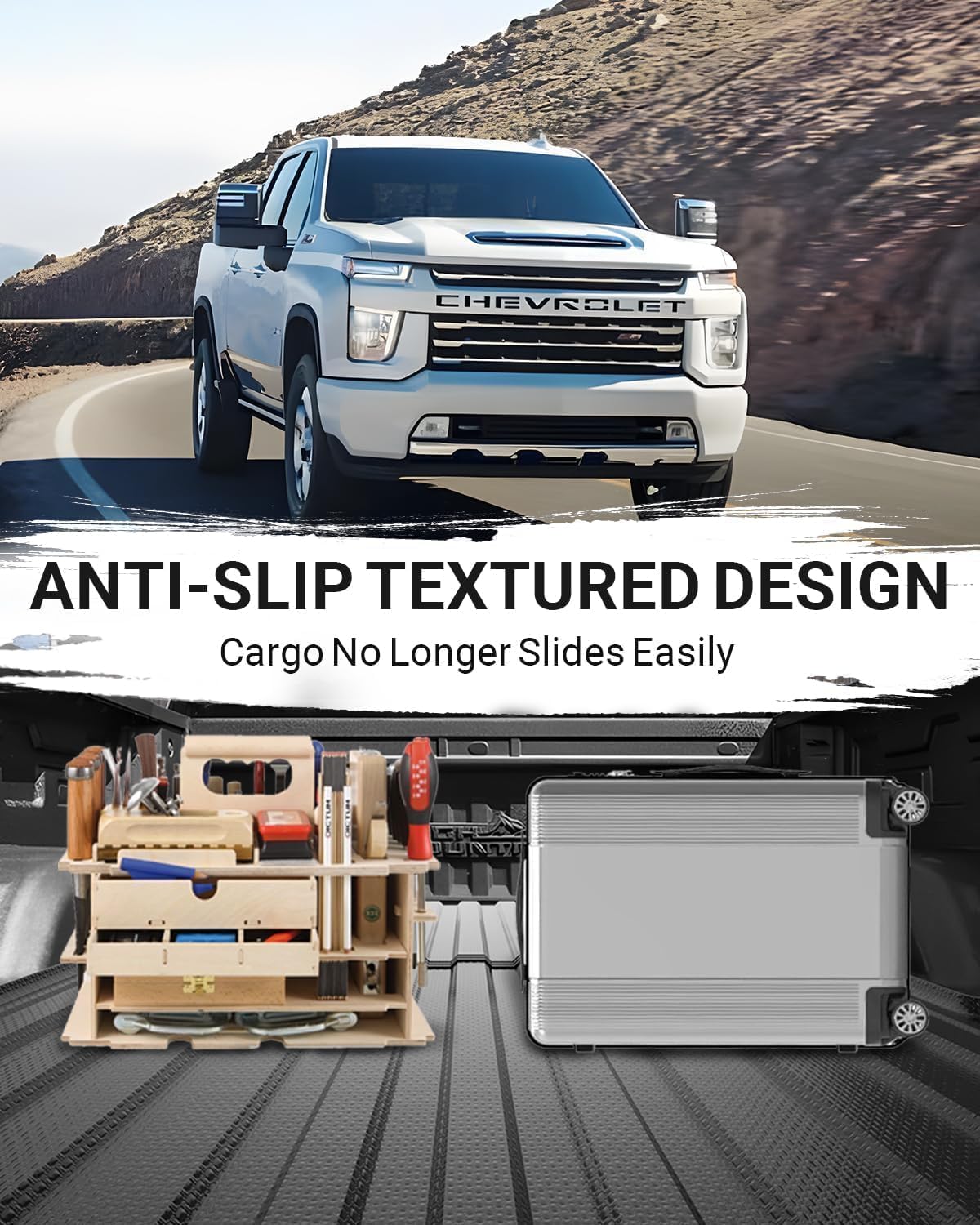 Ecarzo 2025 Upgraded Heavy Duty TPE Bed Mat for 2019-2025 Chevrolet Silverado & GMC Sierra 2500/3500 HD - 6.8FT All-Weather Truck Bed Liner & Cargo Mat - Durable Protection for Pickup Truck Accessories | Perfect for Camping, Hauling & Off-Road Adventures