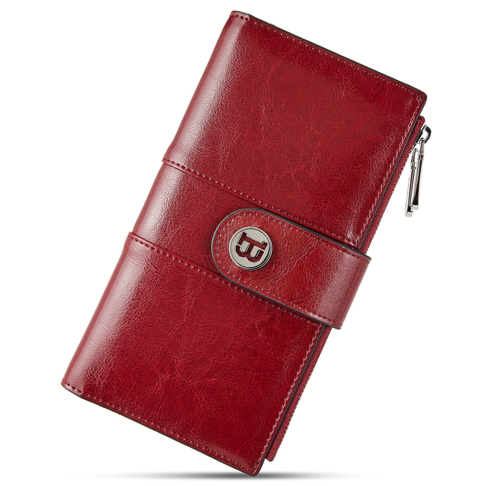 BOSTANTEN Women's Leather Wallet with RFID Blocking - Large Capacity Trifold Card Holder & Phone Clutch for Everyday Use, Travel, and Business (Gift for Her)