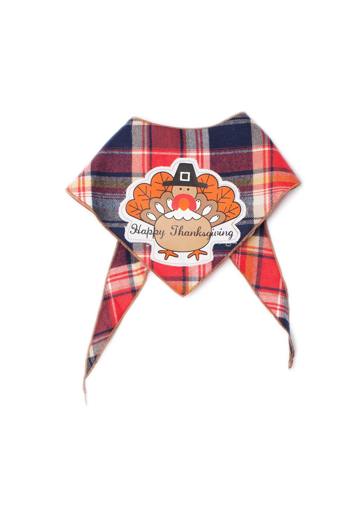 Thanksgiving Dog Bandanas for Medium to Large Dogs - Cute Turkey Plaid Design - 100% Cotton Pet Bandana for Holiday Photos & Family Gatherings