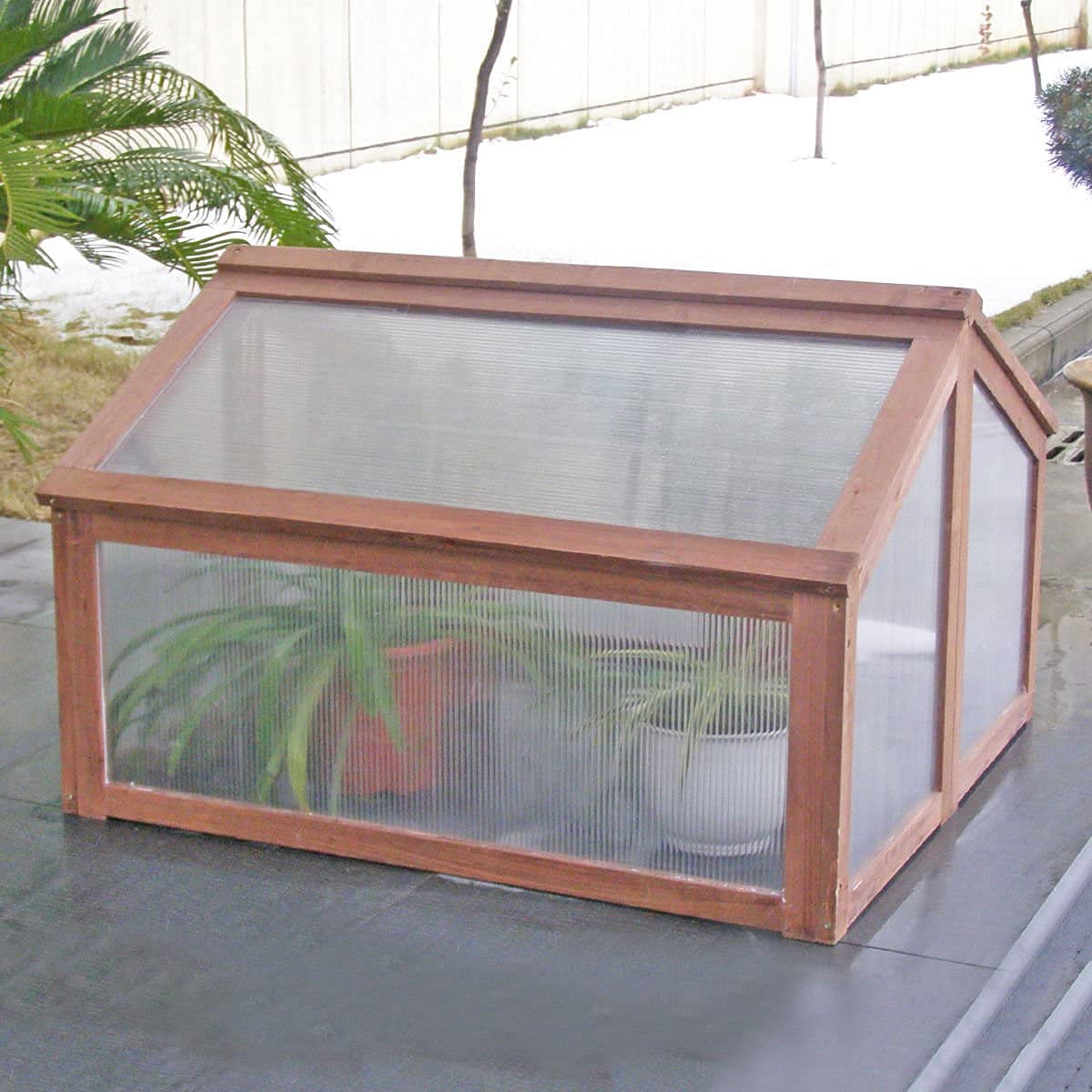 GRAFFY Wooden Garden Cold Frame - Portable Mini Greenhouse Kit with Foldable Top | Raised Plant Bed Protector for Outdoor Gardening | Perfect for Porch, Backyard & Balcony Use | Natural Wood (GT3568)