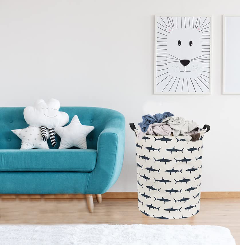 **Shark Laundry Hamper for Kids - Collapsible Canvas Storage Basket, Boys Room Decor, Nursery Toy Organizer | Perfect for Bedroom, Playroom & Closet Organization**