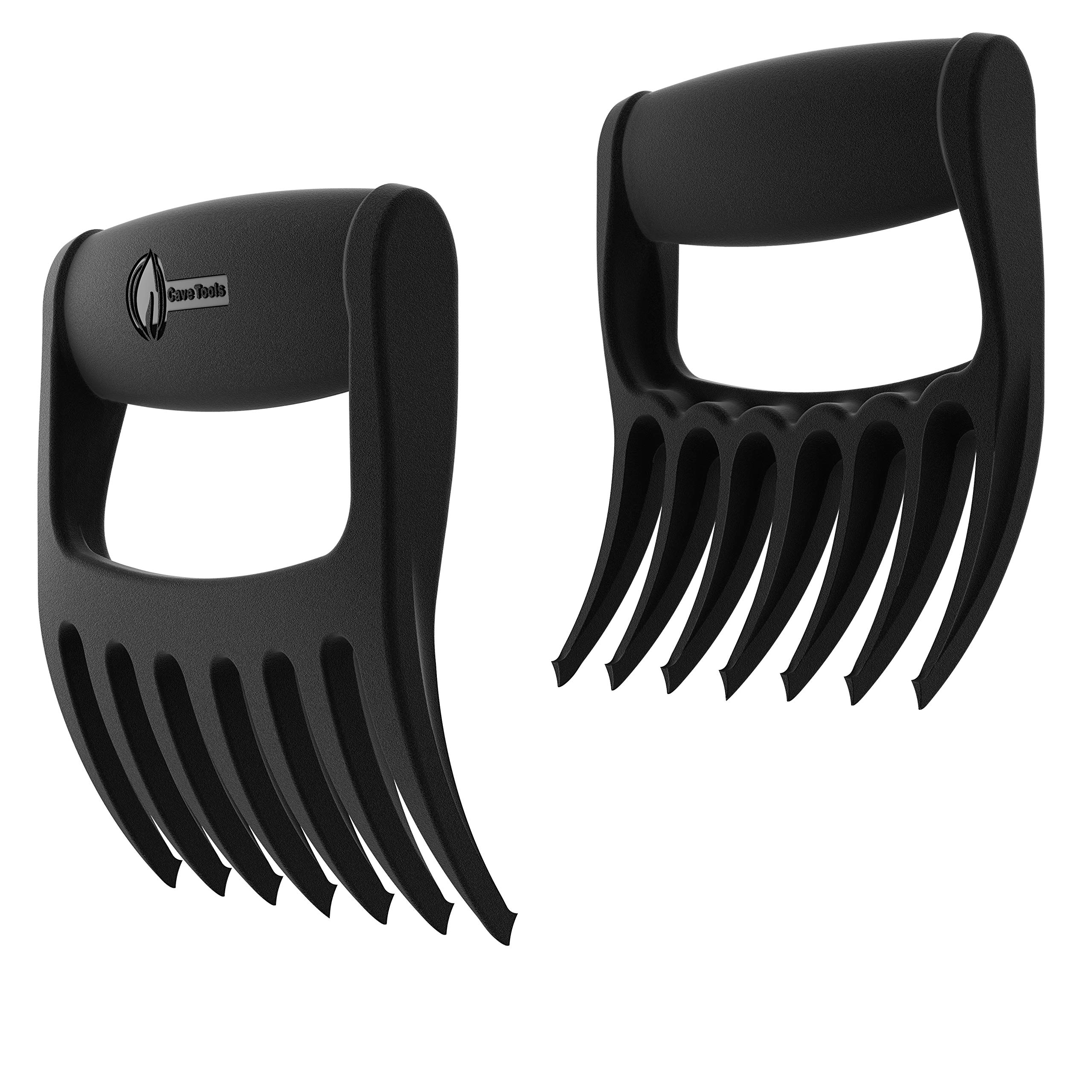 Cave Tools Talon-Tipped Meat Claws for Shredding Pulled Pork, Chicken, Turkey & Beef - Heavy Duty BBQ Grill Accessories for Smoker, Slow Cooker & Food Handling - Black Metal Grip with Ergonomic Handle - Perfect for Backyard Grilling, BBQ Parties & Home Cooking