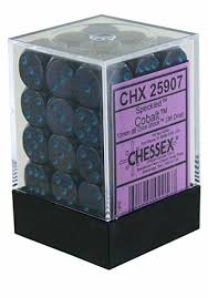 Chessex 36-Piece Cobalt Speckled 12mm D6 Dice Set with Pips - Perfect for Dungeons & Dragons, Board Games, and Tabletop RPGs