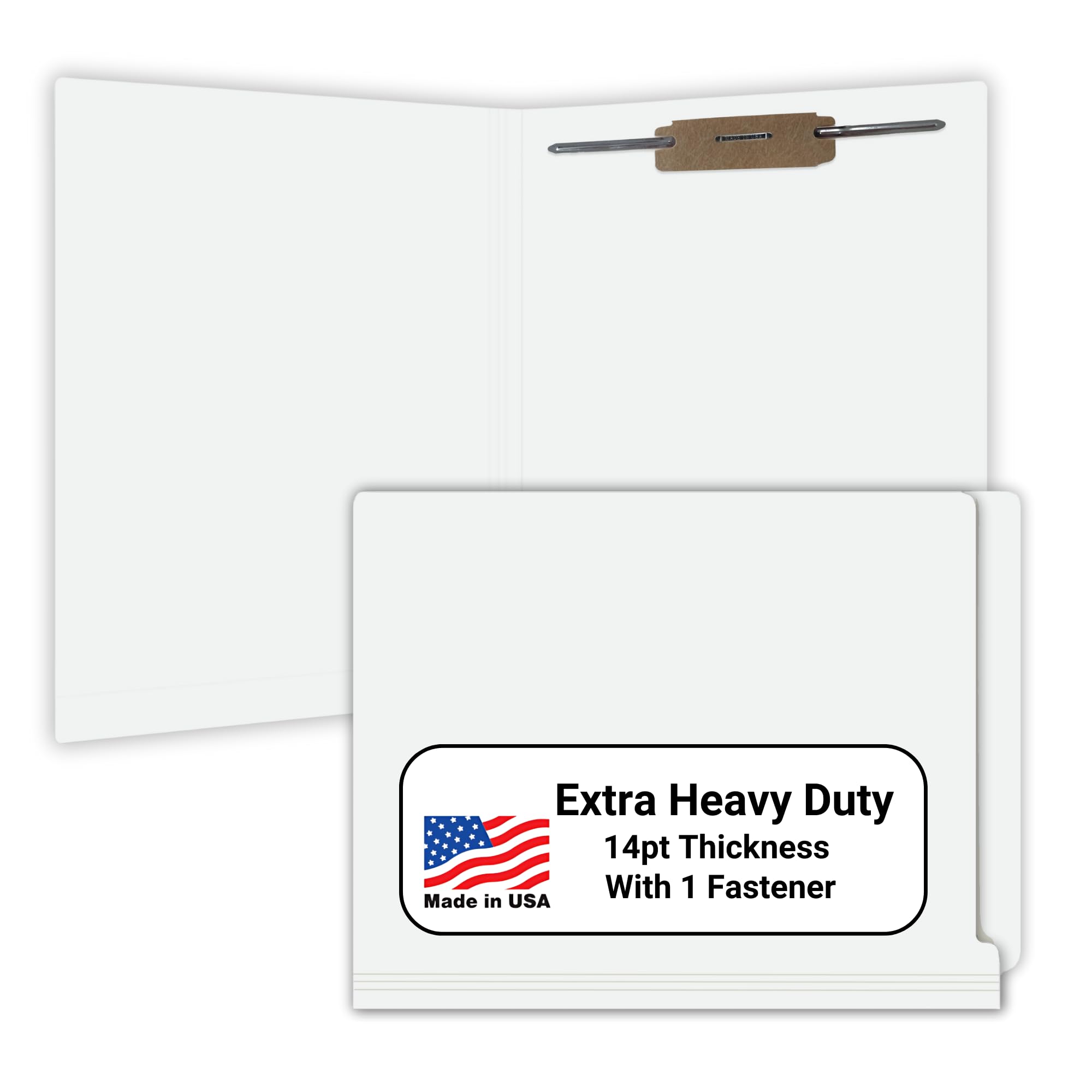 Premium White Letter Size File Folders - 14pt Stock with 2