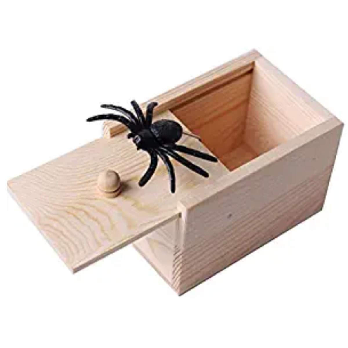 Halloween Scary Spider Prank Box - Wooden Surprise Joke Gift for Trick or Treat, Party Pranks & Scare Fun - Jump Scare Toy for Halloween Decorations & Spooky Pranks
