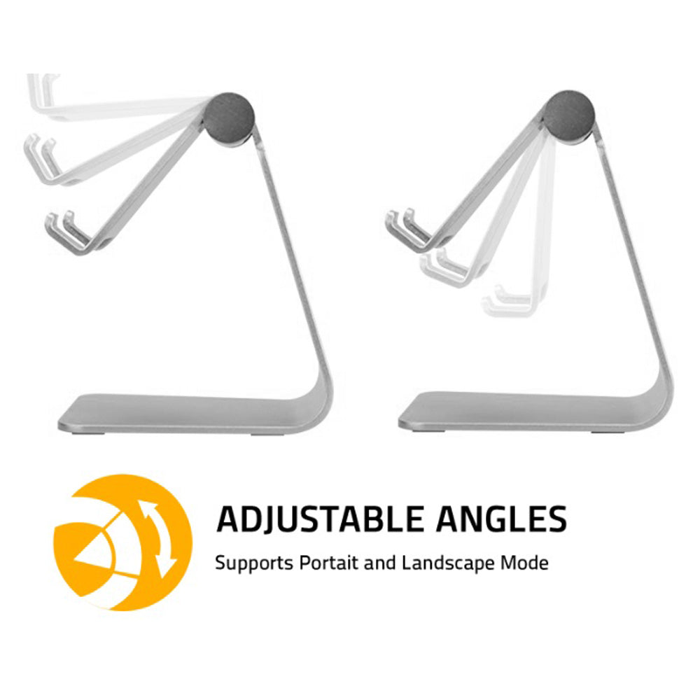 Adjustable Aluminum Phone & Tablet Stand - Silver/Gold - Perfect for Home Office, Video Calls, Cooking Recipes & Hands-Free Viewing