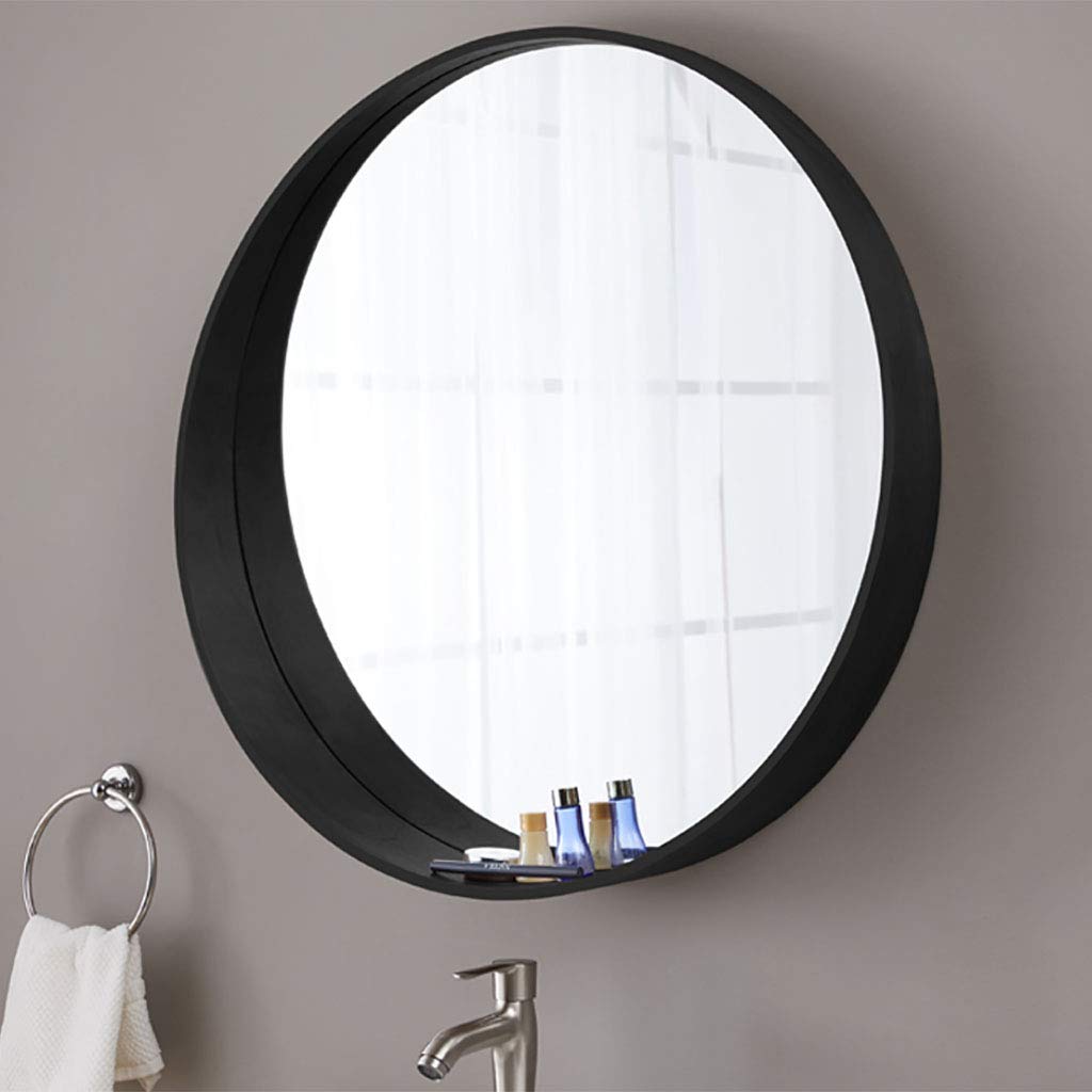 Vintage Round Porthole Mirror with Shelf - Solid Wood Frame Wall Mounted Bathroom Mirror for Vanity & Decor | Perfect for Bathroom, Bedroom, Entryway & Coastal Home Decor