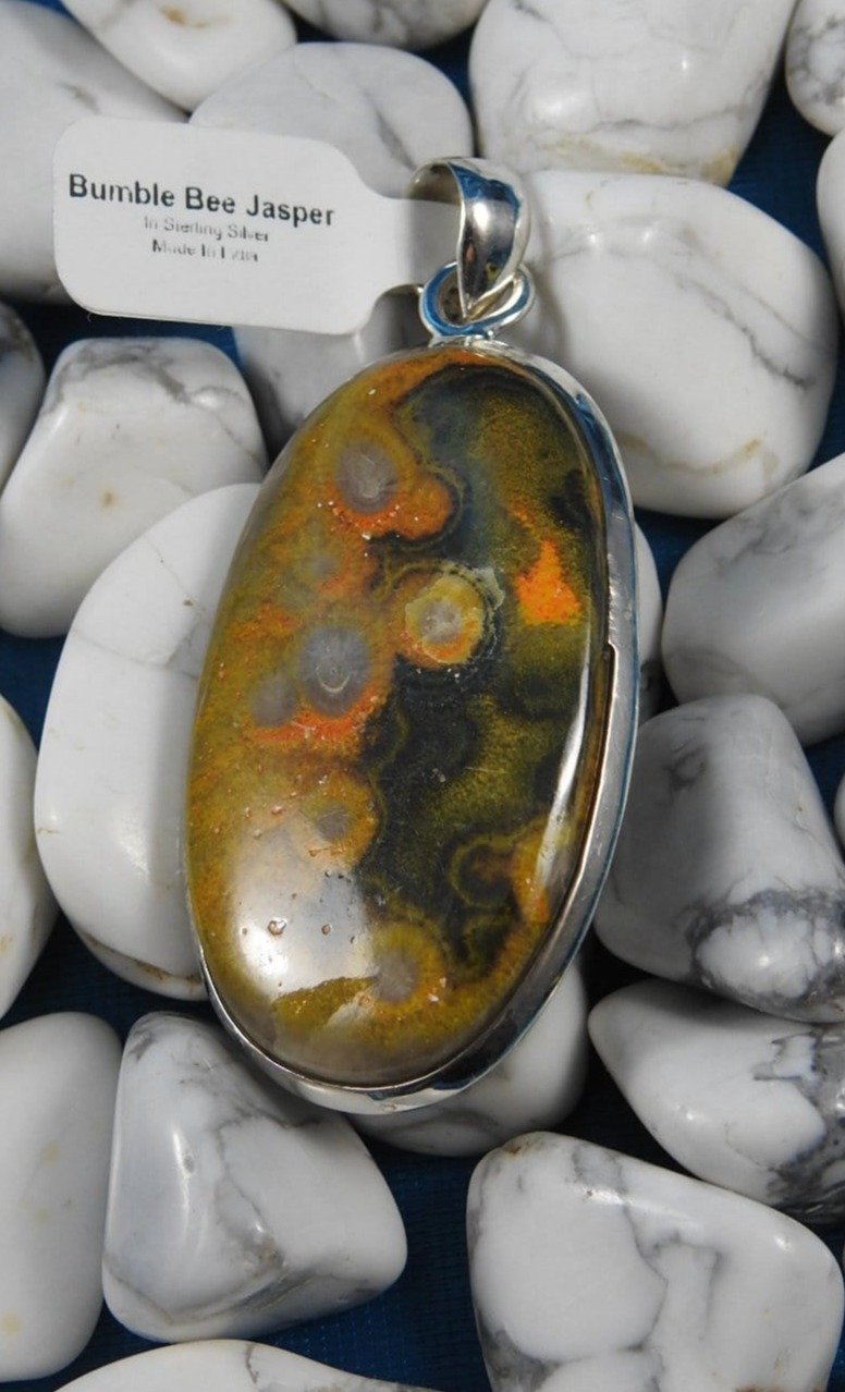 Bumblebee Jasper Sterling Silver Pendant Necklace - Natural Stone Jewelry for Women - Perfect for Everyday Wear & Spiritual Healing