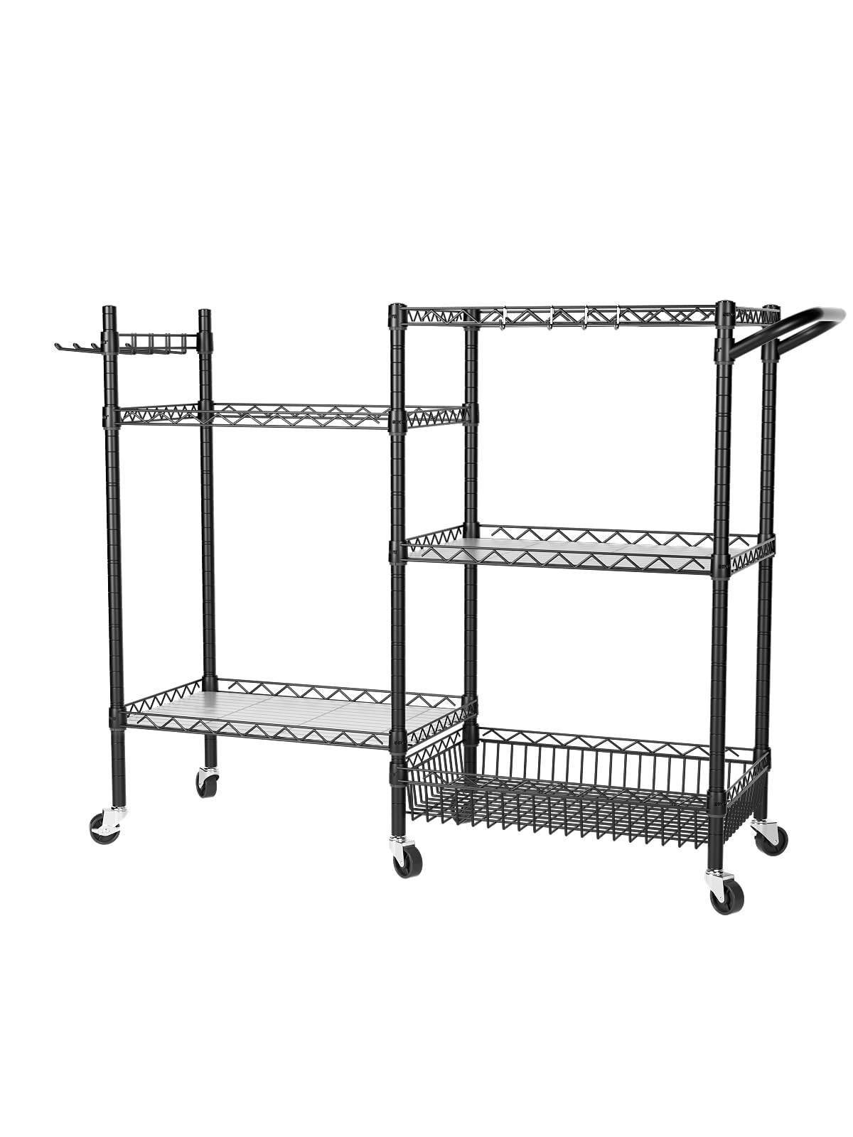 SINGAYE Dumbbell Rack Stand with Yoga Mat Storage - Heavy Duty Gym Equipment Organizer Cart with Hooks & Wheels for Home Gym, Workout Room & Fitness Studio - Black (Perfect for Dumbbell Storage & Yoga Mat Organization)