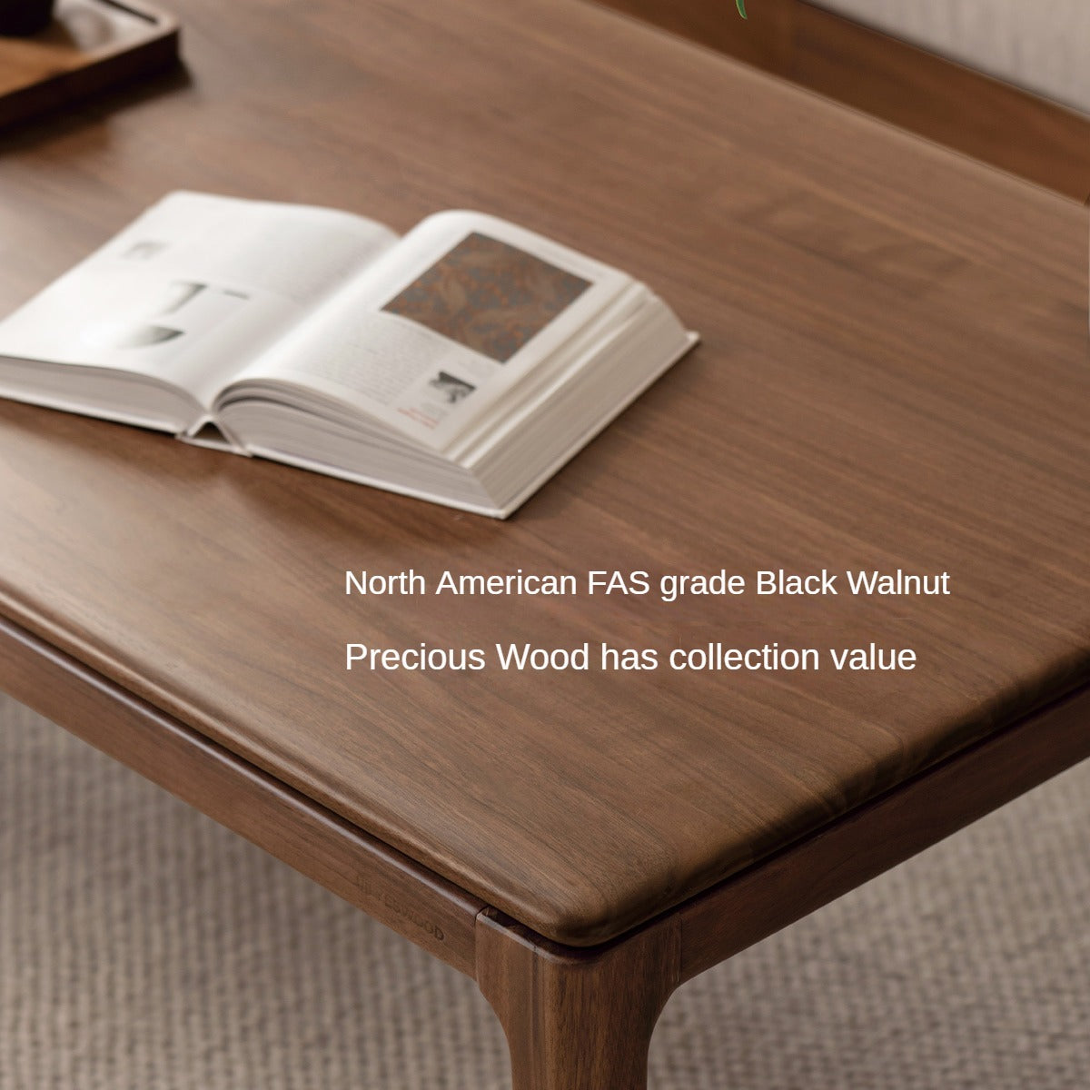 Premium Black Walnut, Ash & Oak Solid Wood Coffee Table - Modern Rustic Living Room Furniture for Home Decor & Entertaining