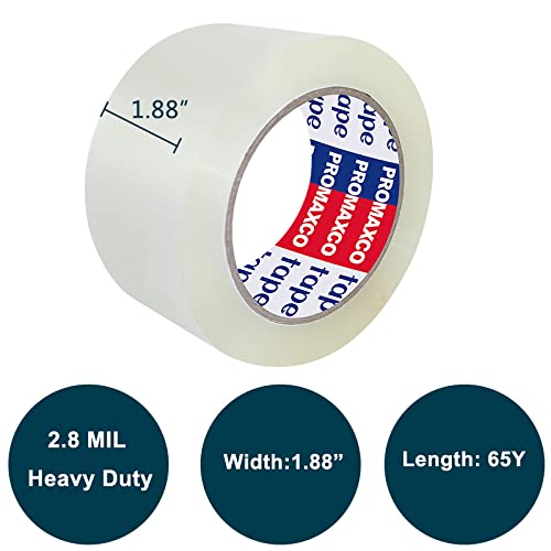 PROMAXCO Heavy Duty Packing Tape 36 Rolls (2340 Yards Total) - 2.8 mil Thick, 1.88