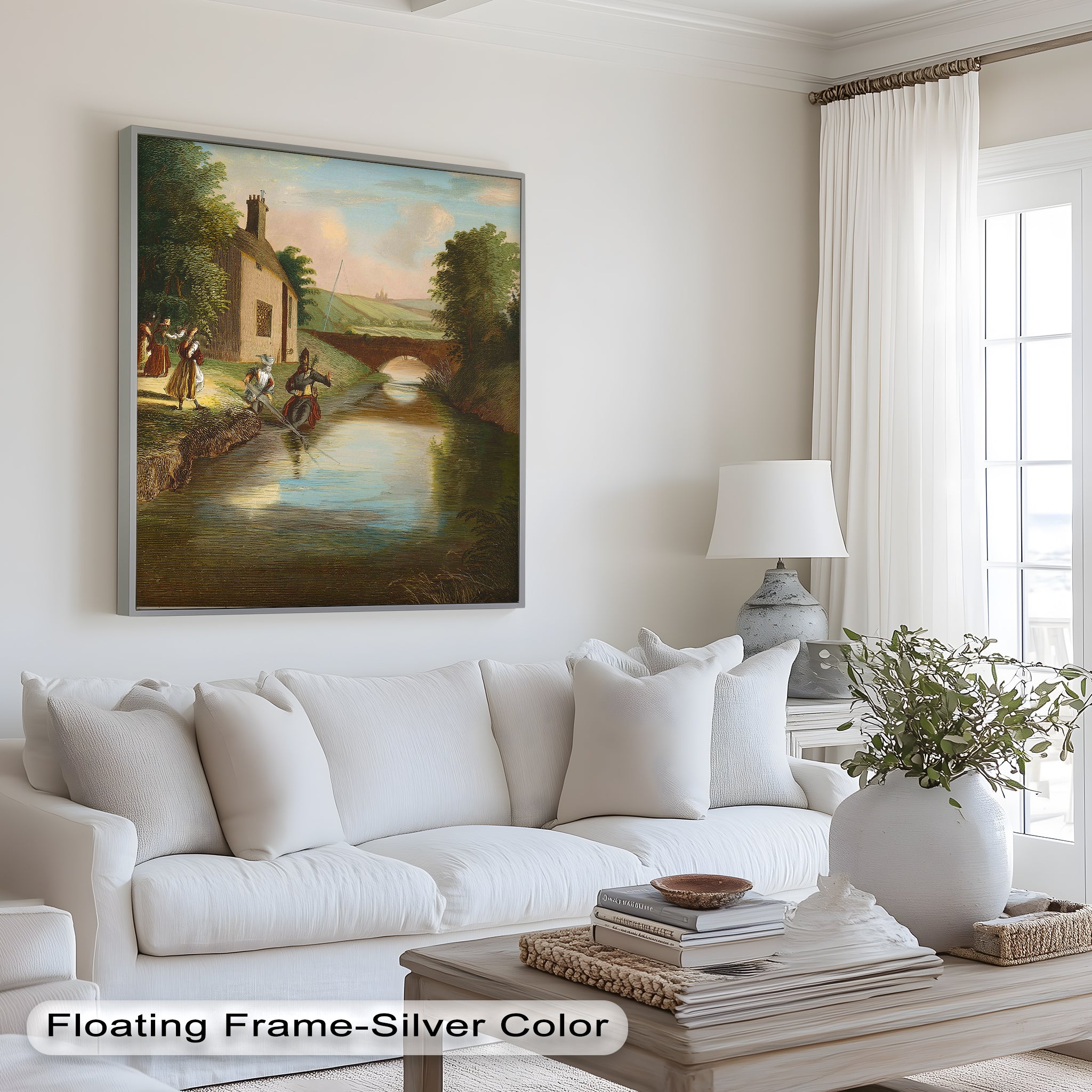 Romantic English Countryside Historic Oil Painting - A Day by the River - Perfect for Home Decor, Living Room Wall Art & Gift Ideas