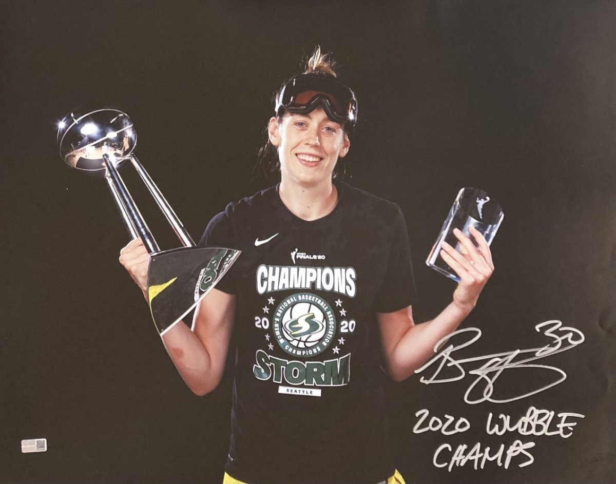 Breanna Stewart Autographed 16x20 Seattle Storm Photo - 2020 WNBA Bubble Champions - Steiner COA - Perfect for Sports Memorabilia Collectors and Seattle Storm Fans