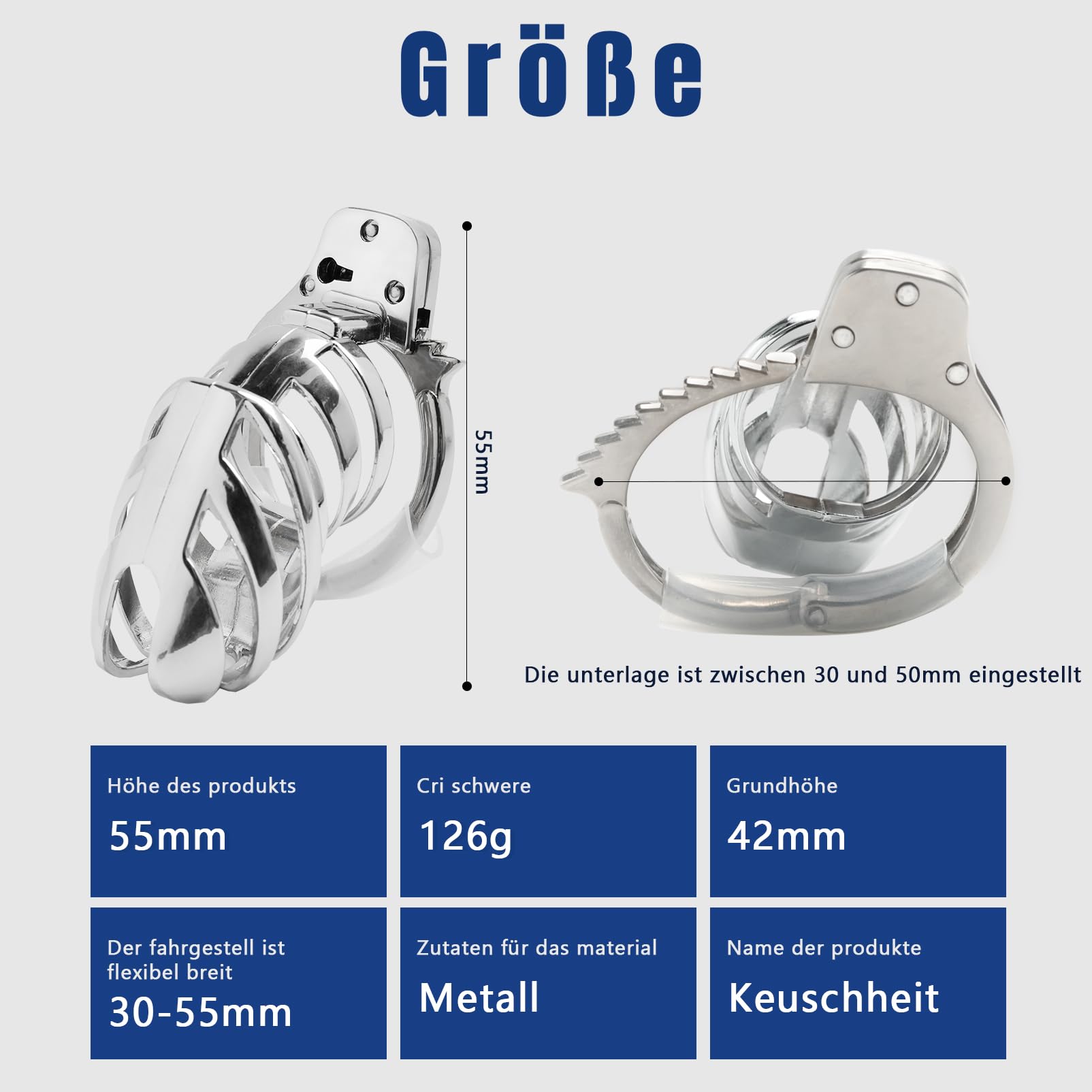 Adjustable Metal Chastity Cage for Men - Breathable Cock Cage with Lock Design - Bondage SM Sex Toy for Sissy Play - Perfect for BDSM, Roleplay & Couples Fun