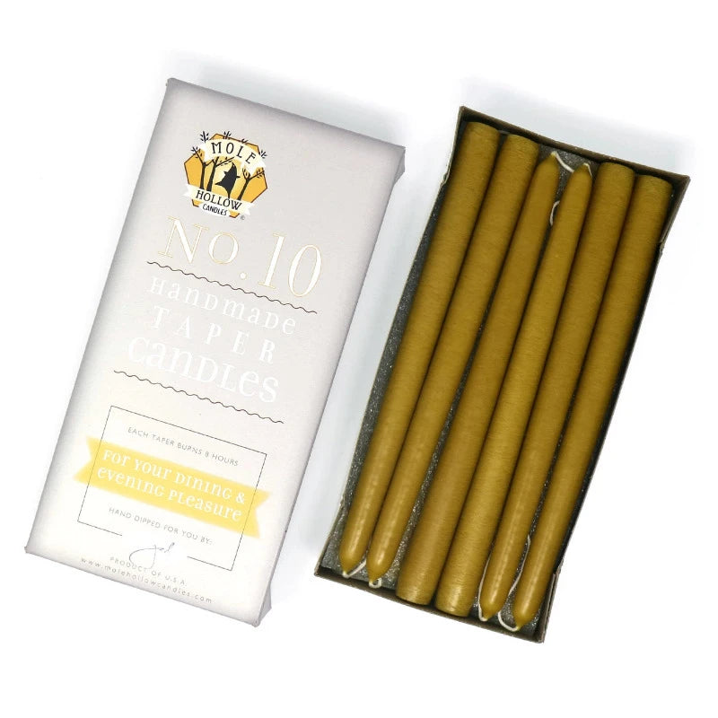 10 Harvest Gold Taper Candles - Set of 2 for Elegant Dinner Parties, Romantic Weddings & Holiday Decorations