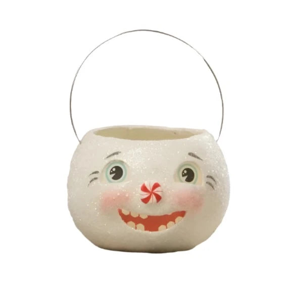 Happy Snowman Bucket Petite - Festive Holiday Decor by Bethany Lowe Designs - Perfect for Christmas Mantel, Table Centerpiece & Winter Home Decor