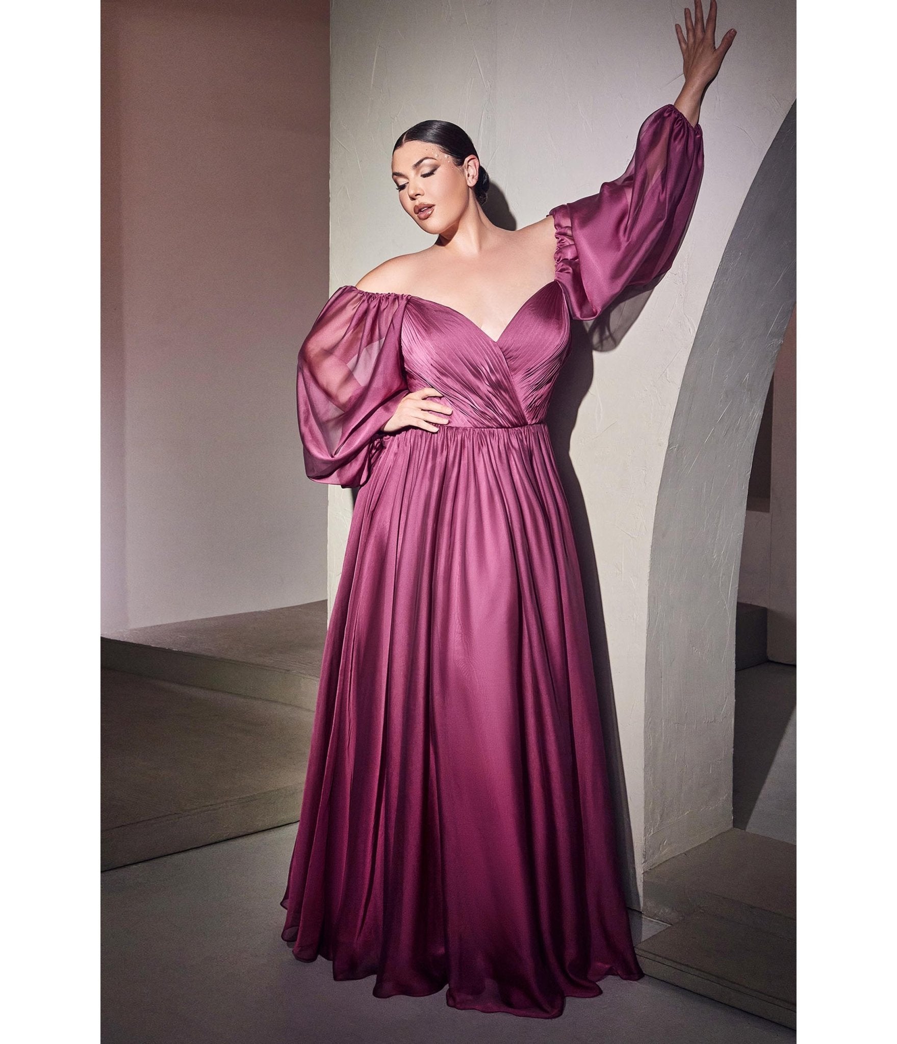 Ladivine by Cinderella Divine Plus Size Red Chiffon Sweetheart Neckline Bridesmaid Dress - Elegant Formal Gown for Weddings, Prom, Evening Parties and Special Occasions