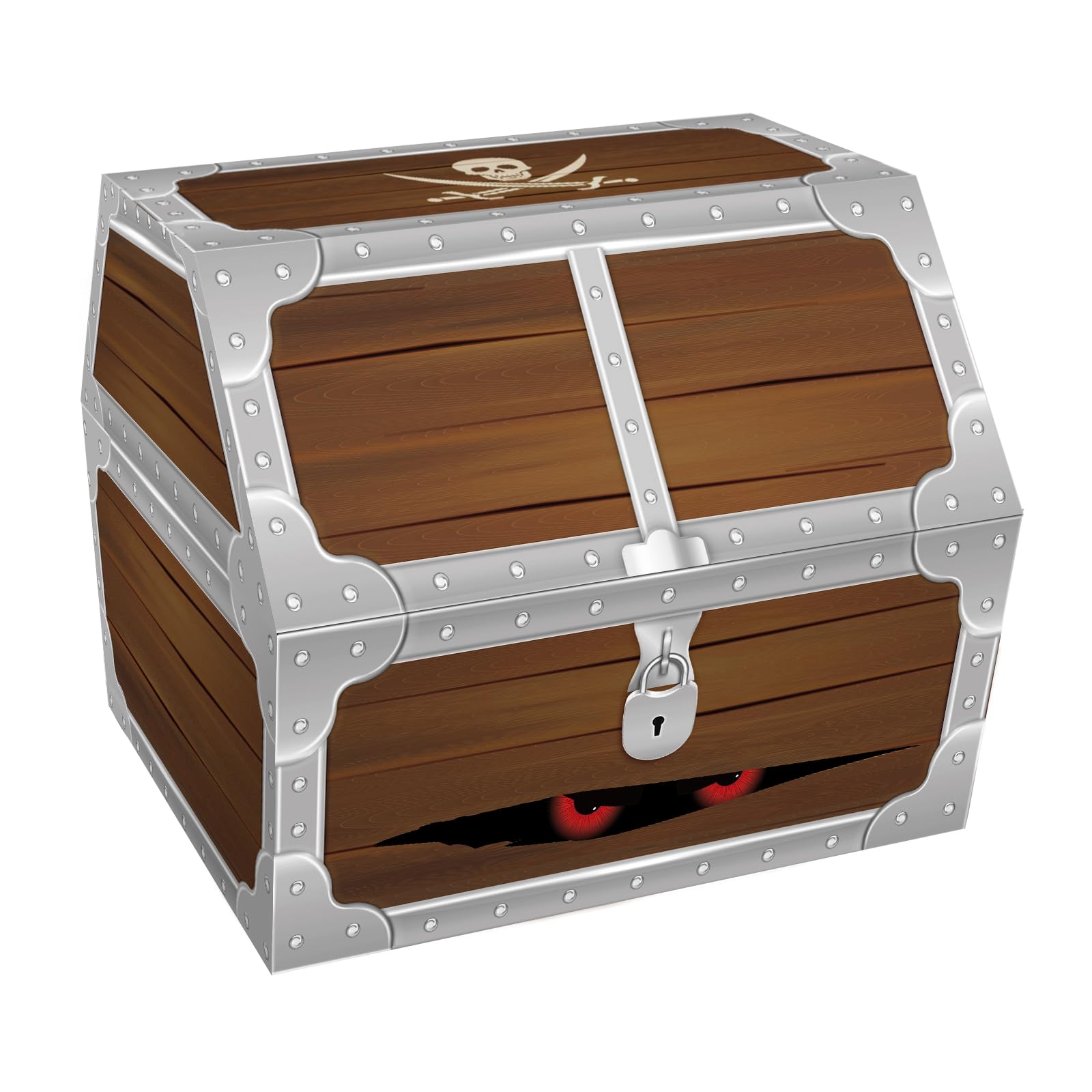 Pirate Treasure Chest Toy for Kids - 9x9.3x8 Inch Large Wooden Treasure Box for Classroom Rewards, Birthday Gifts & Adventure Play | Perfect for Pirate Themed Parties, Pretend Play & Toy Storage