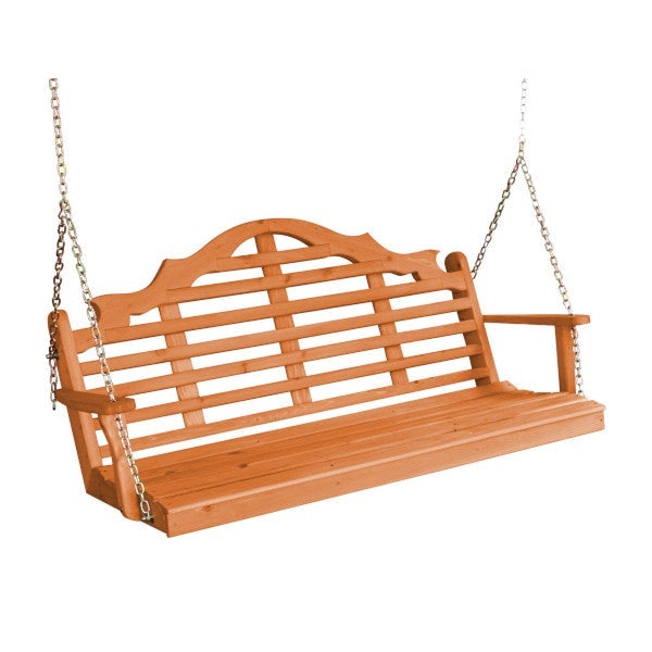 Premium Marlboro Red Cedar Wood Porch Swing - Outdoor Patio Hanging Chair for Garden, Backyard & Relaxation