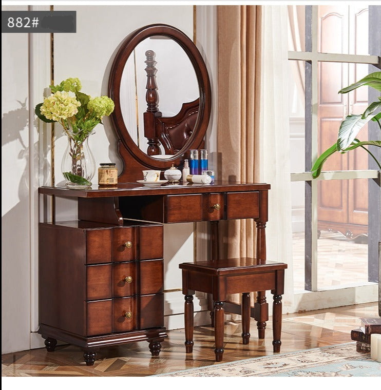 CHARLOTTE Hilton American Country Style Vanity Dressing Table with Mirror - Perfect for Bedroom Makeup & Jewelry Organization