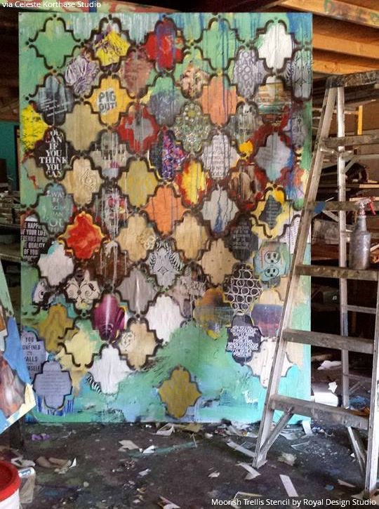 Moorish Trellis Wall Stencil - Reusable DIY Painting Template for Home Decor, Geometric Wall Art, Furniture Makeover - Perfect for Bedroom, Living Room, Nursery & Accent Walls