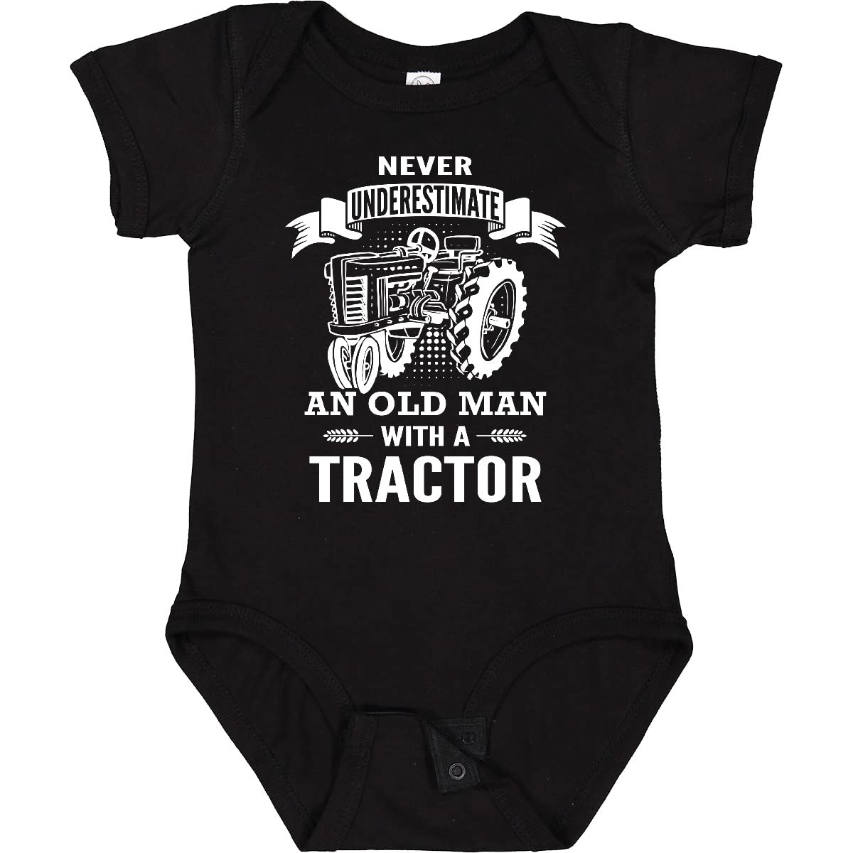 Inktastic Old Man Tractor Baby Bodysuit - Cute Farm-Themed Cotton Onesie for Newborns & Infants - Perfect for Family Farm Visits, Photo Shoots & Playtime
