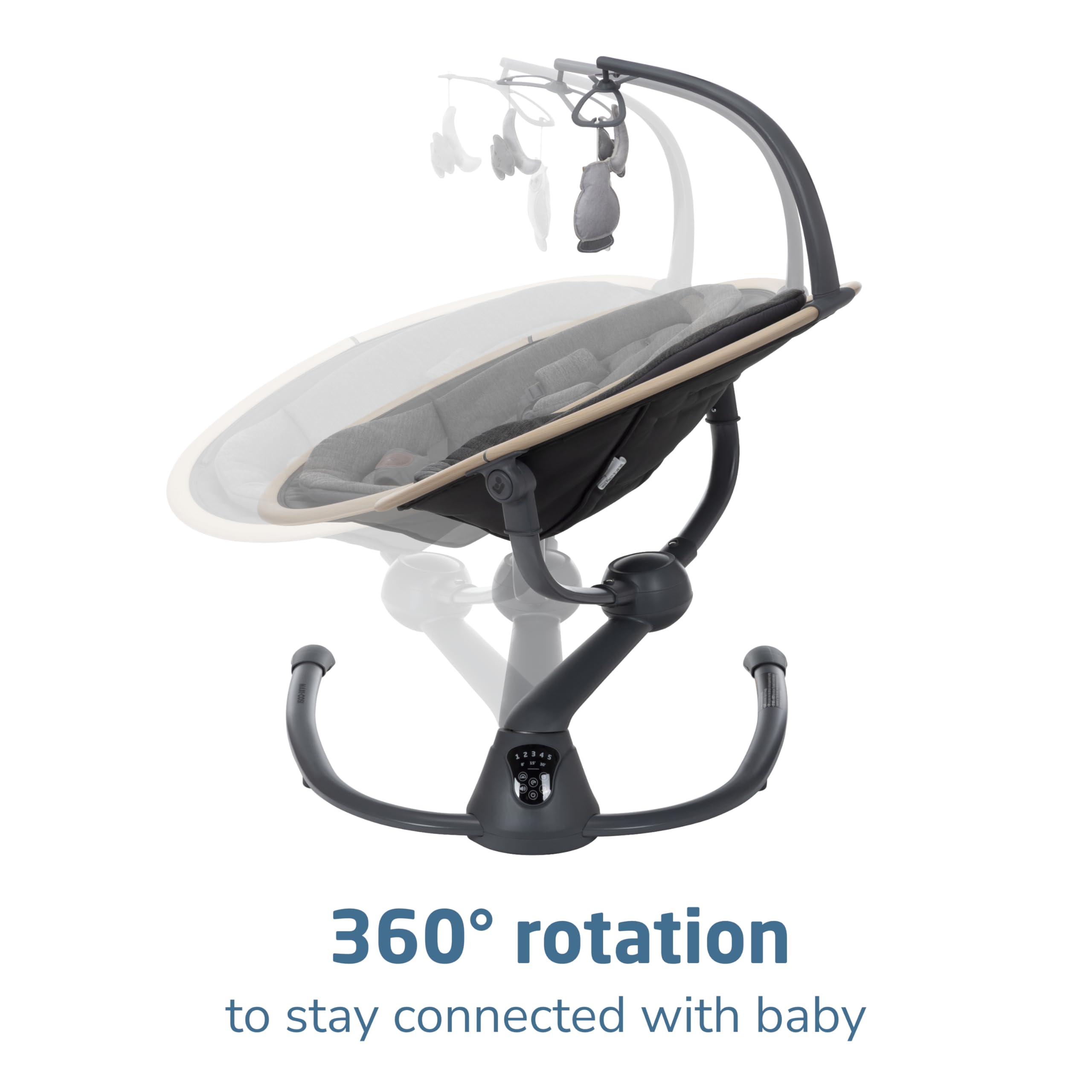 Maxi-Cosi Cassia Baby Swing for Infants - Portable, Lightweight & Foldable with Music & 360° Rotation - Classic Graphite | Perfect for Nursery, Travel & Soothing Newborns