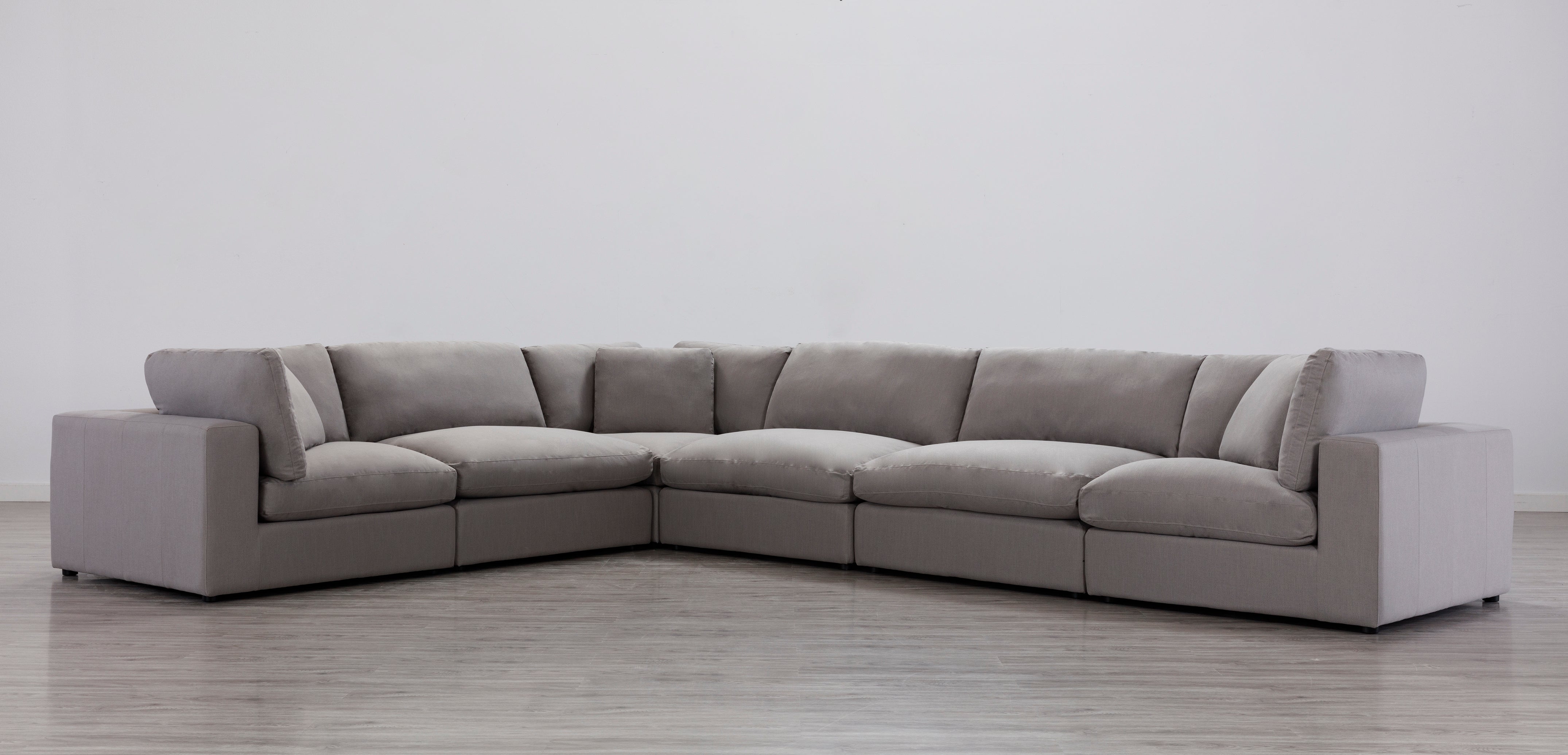 Rivas Contemporary Feather Fill 6-Piece Modular Sectional Sofa in Graphite - Perfect for Living Room, Lounge & Family Room Comfort