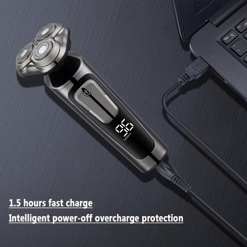 5-in-1 Rechargeable Electric Razor for Men - Wet/Dry Multifunctional Shaver with Hair & Nose Trimmer - Perfect for Travel, Home & Gym Use