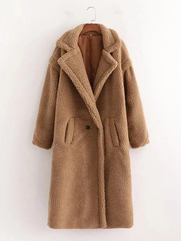 Women's Warm Fur Woolen Overcoat - Winter Fashion Coat for Women, Soft & Cozy Outerwear with Thick Insulation - Perfect for Cold Weather, Snow Days & Outdoor Activities