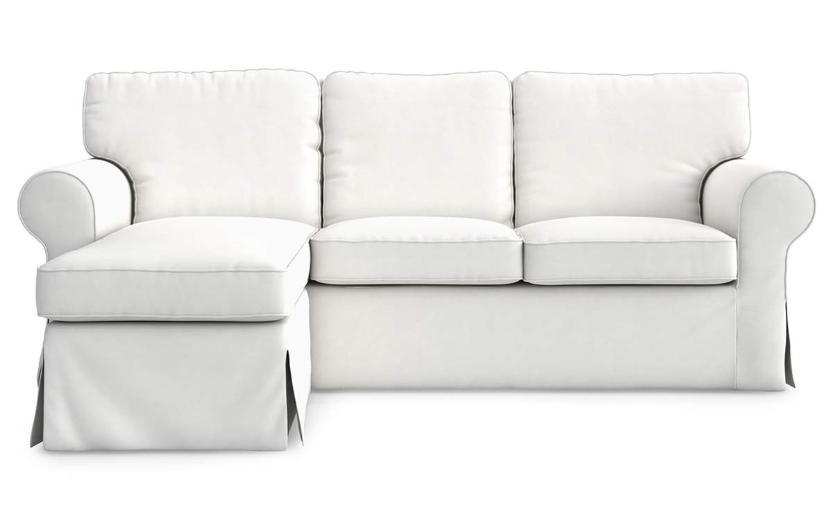 IKEA Ektorp 2-Seat Loveseat Slipcover with Chaise Lounge Cover - White Cotton Sofa Cover Replacement for Sectional Sofa | Perfect for Living Room, Bedroom & Home Decor