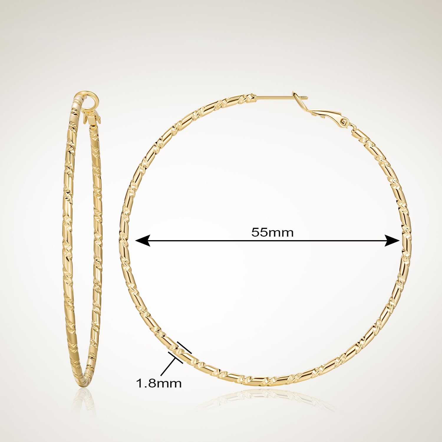 14K Gold Hoop Earrings for Women - Lightweight Hypoallergenic Large Hoops (35mm/45mm/55mm) | SPOINT Elegant Everyday & Party Jewelry for Women
