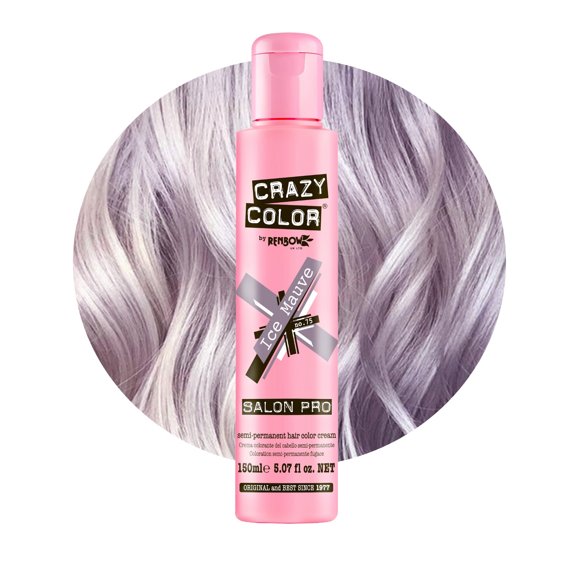 Crazy Color Salon Pro Semi-Permanent Hair Dye - 5.07 oz Ice Mauve for Women | Vibrant Fashion Hair Color | Perfect for Parties, Cosplay & Creative Styling