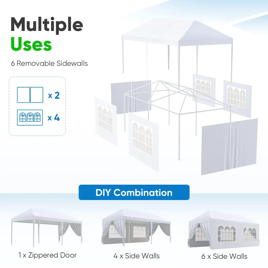 10' x 20' White Party Tent - Heavy Duty Canopy for Outdoor Events, Weddings, Picnics & Backyard Gatherings