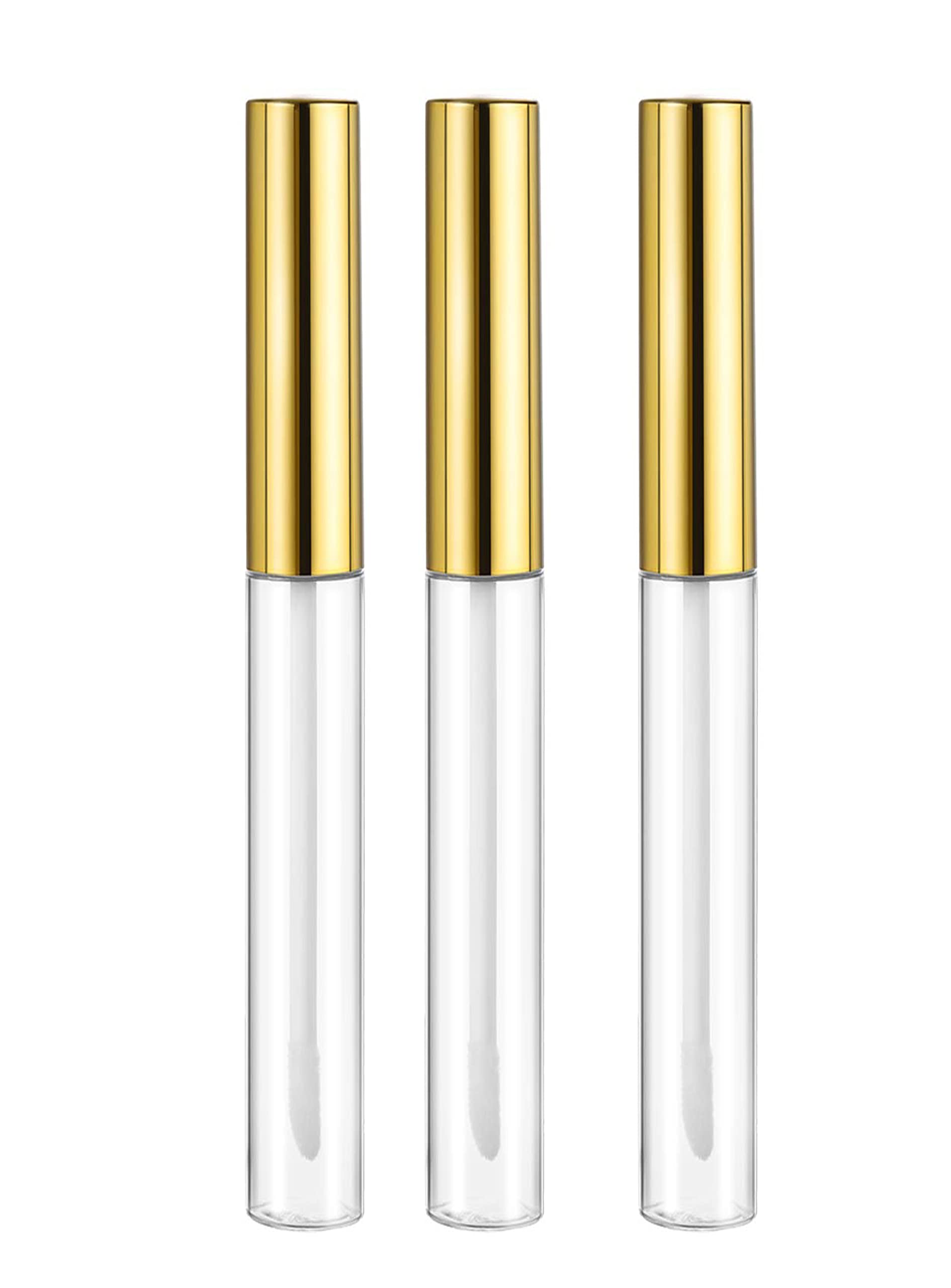 3-Pack 5ml Premium Unbreakable Plastic Travel Lip Gloss Containers - Clear Refillable Lip Care & Cosmetic Oil Bottles with Plug for Makeup, Skincare, DIY Beauty (Great for Travel, Home & Salon Use)
