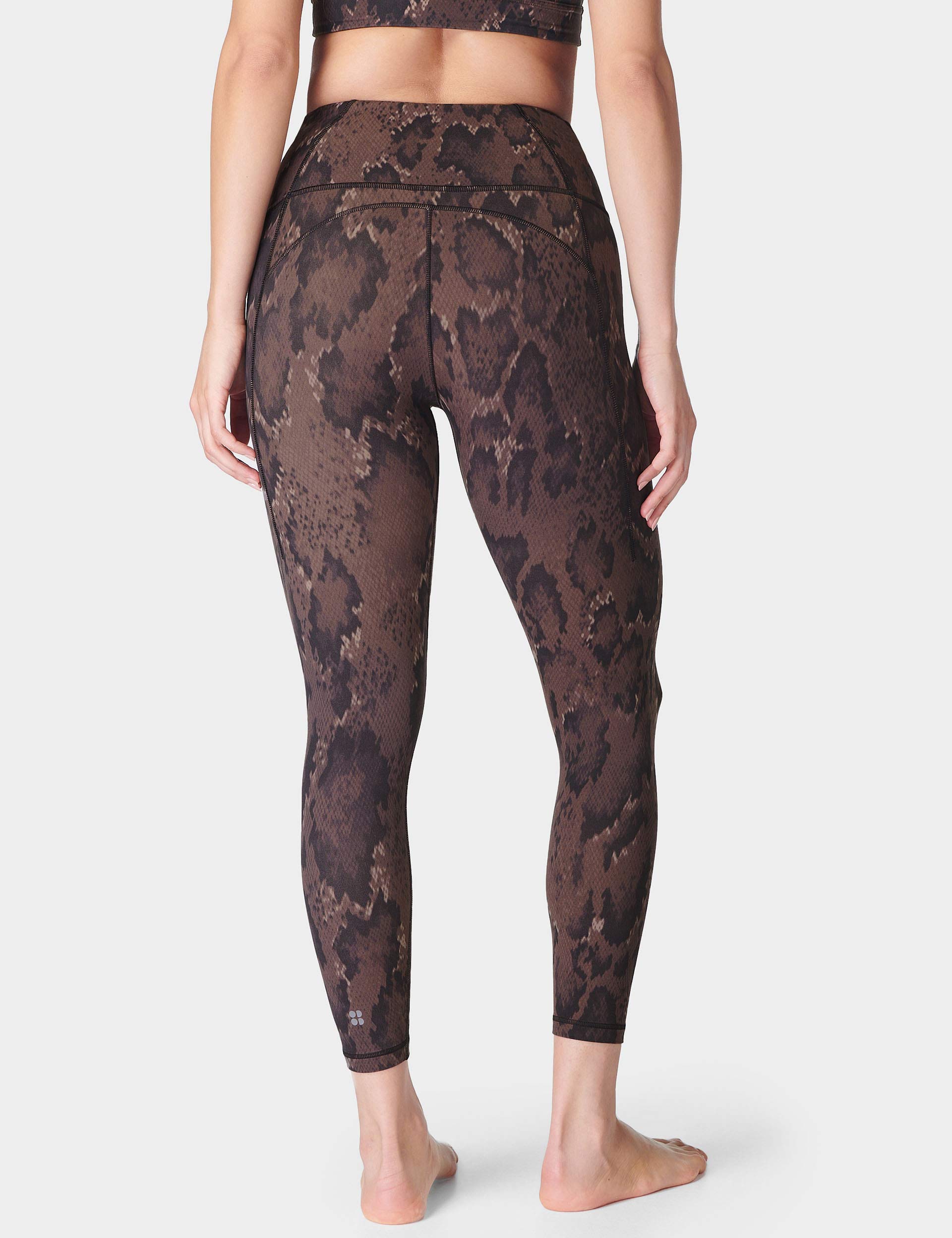 Super Soft 7/8 Yoga Leggings - Brown Python Print High Waist Workout Pants for Women | Perfect for Yoga, Gym, Running & Lounge Wear