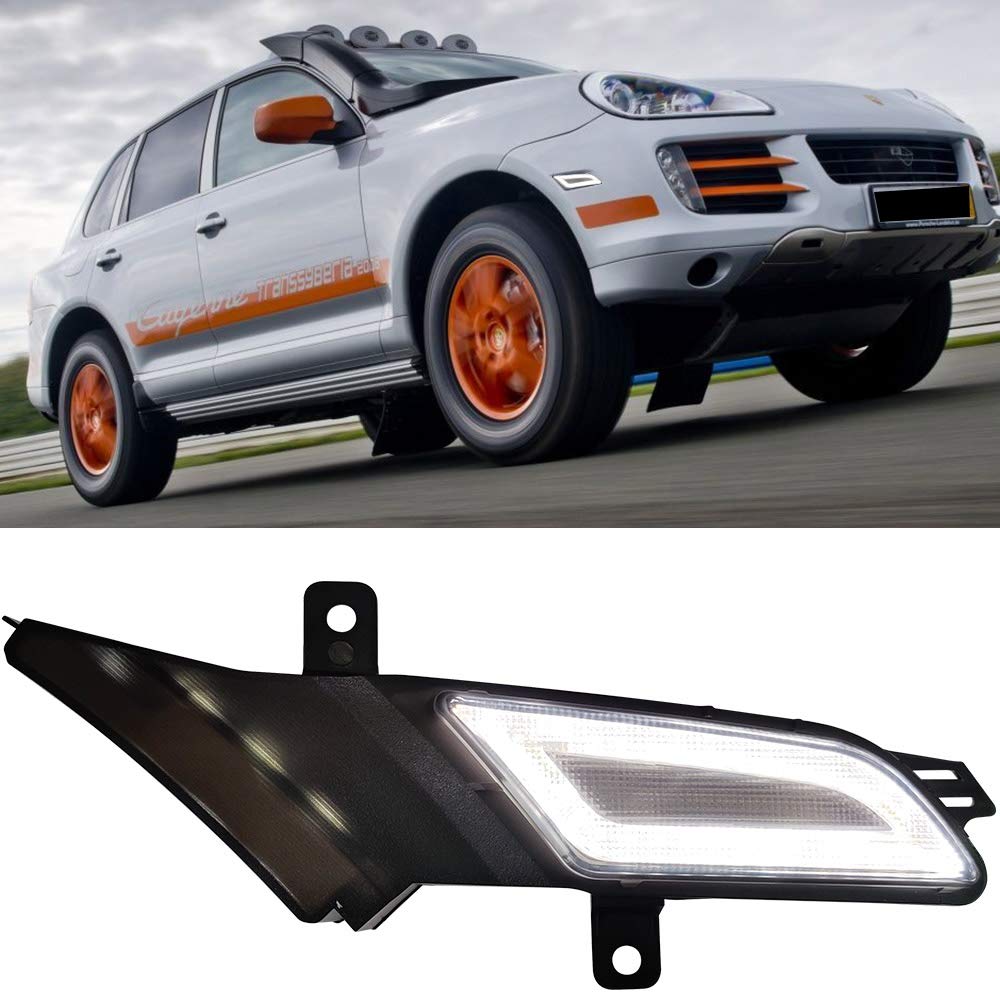 2006-2010 Porsche Cayenne 967 LED Side Marker Lights - Xenon White DRL & Amber Turn Signals with Black Smoked Lens - Direct Replacement for OEM Sidemarker - Perfect for Night Driving & Custom Car Styling