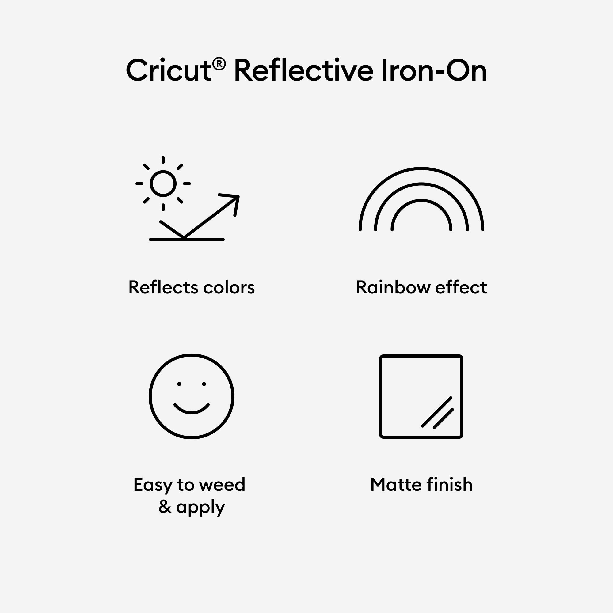 Cricut® Reflective Iron-On Vinyl - Rainbow HTV for DIY T-Shirts, Bags & Crafts | Heat Transfer Vinyl for Custom Apparel & Sports Gear | Perfect for Night Visibility & Personalized Gifts