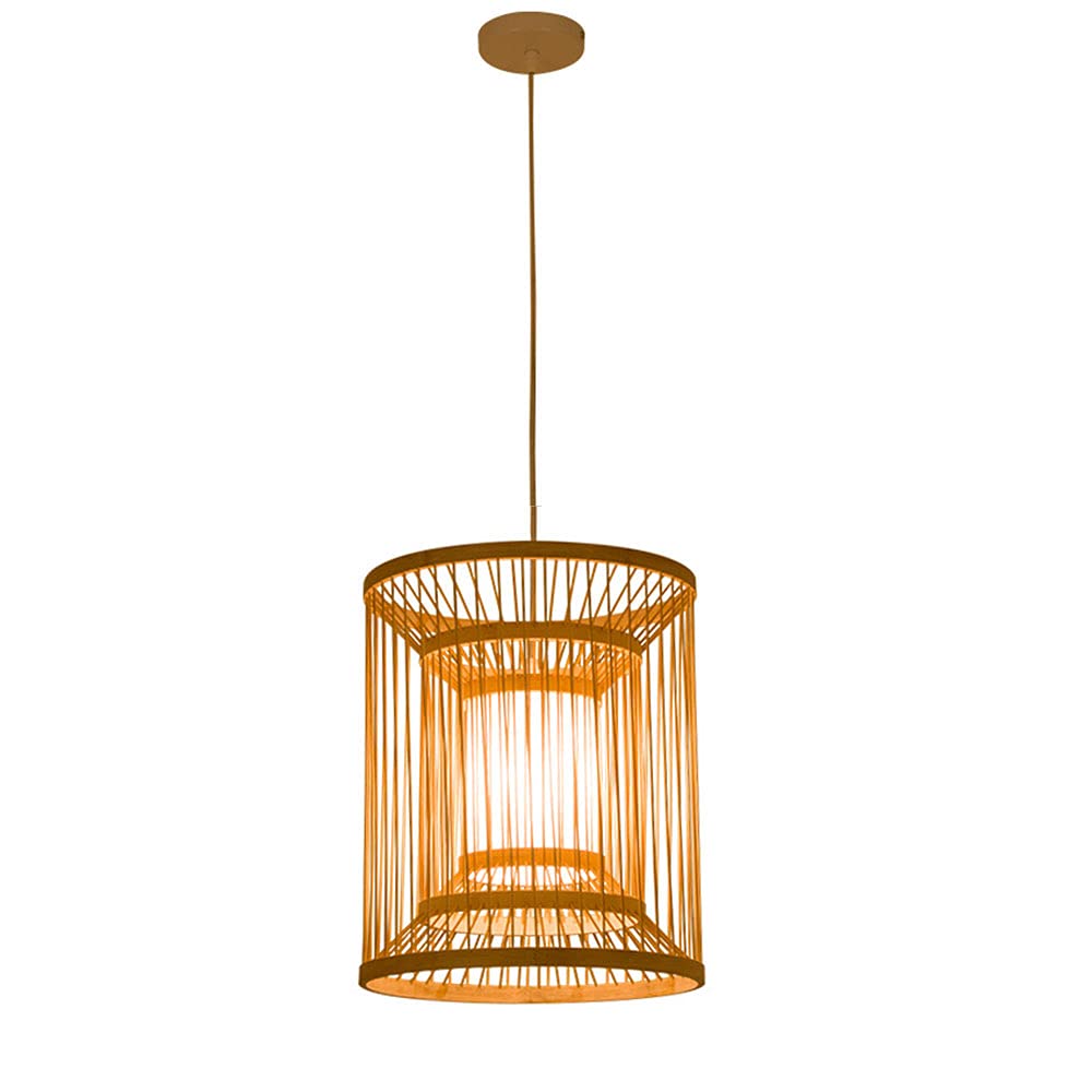 Handmade Natural Wood Chandelier - Bamboo Woven Pendant Light with Chinese & Nordic Style for Farmhouse, Restaurant, and Tatami Room Decor | Rustic Wicker Lantern Lighting for Dining Room, Bedroom, and Living Room