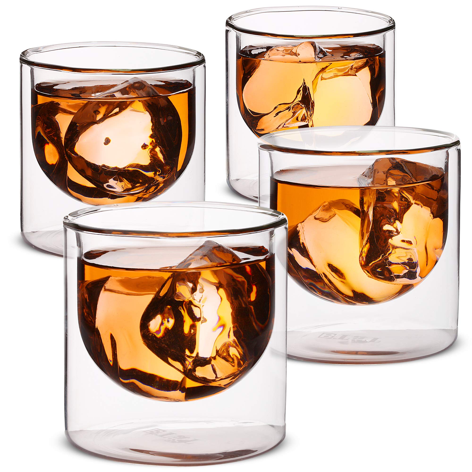 BTaT Double Wall Insulated Glass Cups Set of 4 (5oz/150ml) - Espresso, Coffee, Cappuccino & Scotch Glasses for Hot & Cold Drinks - Perfect for Home, Office & Cafe Use