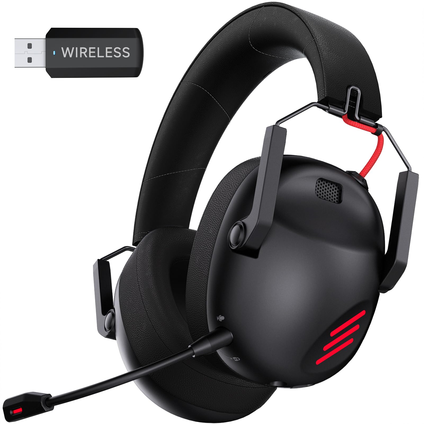 Wireless Gaming Headset with Microphone for PC, PS5, PS4, Mac, Nintendo Switch - Bluetooth 5.3 Over-Ear Headphones with Noise Cancelling - Perfect for Online Gaming, Streaming & Video Calls (Black)